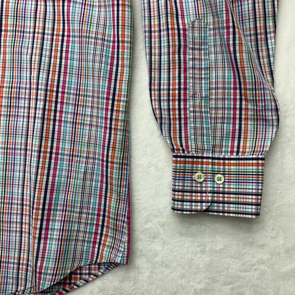 Peter Millar Mens XL Seaside Finish Long Sleeve Button Down Shirt Rainbow Plaid - Picture 6 of 7
